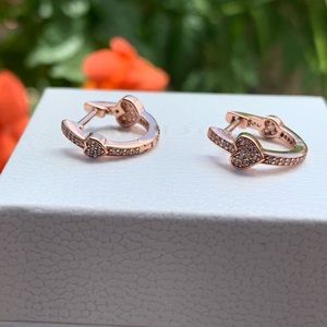 ⚡️Sale⚡️ Pave Heart Hoop Earring